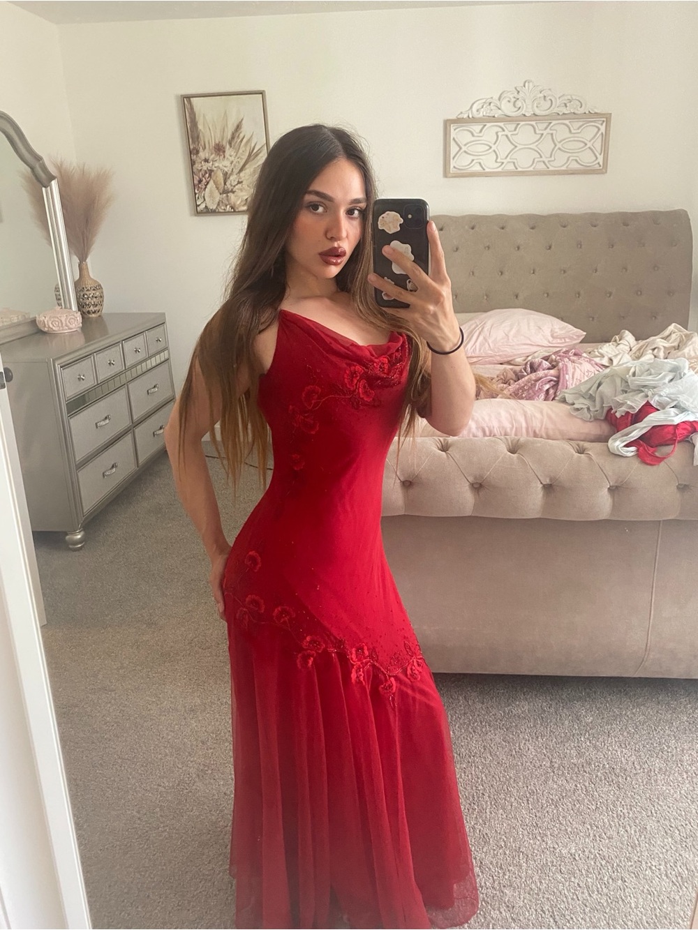 Elegant Red Evening Gown - Classic Women’s Dress